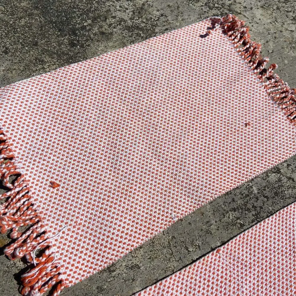 Vintage Orange & White Woven Placemats 2pc